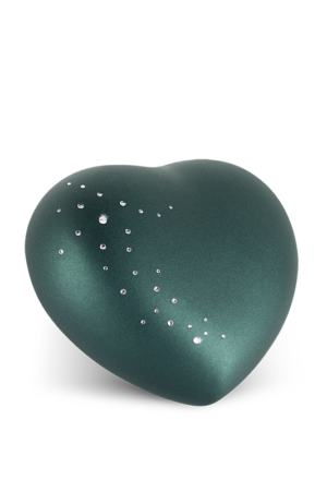 Keramikurne in Herzform mit Swarovski-Schweif (in 2 Größen und 10 Farben erhältlich)