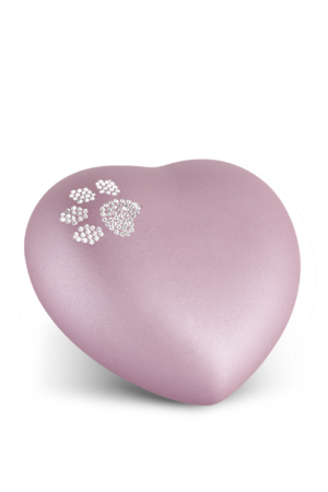 Keramikurne in Herzform mit Swarovski-Pfote (in 2 Größen / 10 Farben erhältlich)