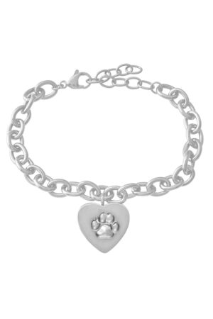 Armband mit originalem Pfotenabdruck, herzförmig (in 2 Farben erhältlich)